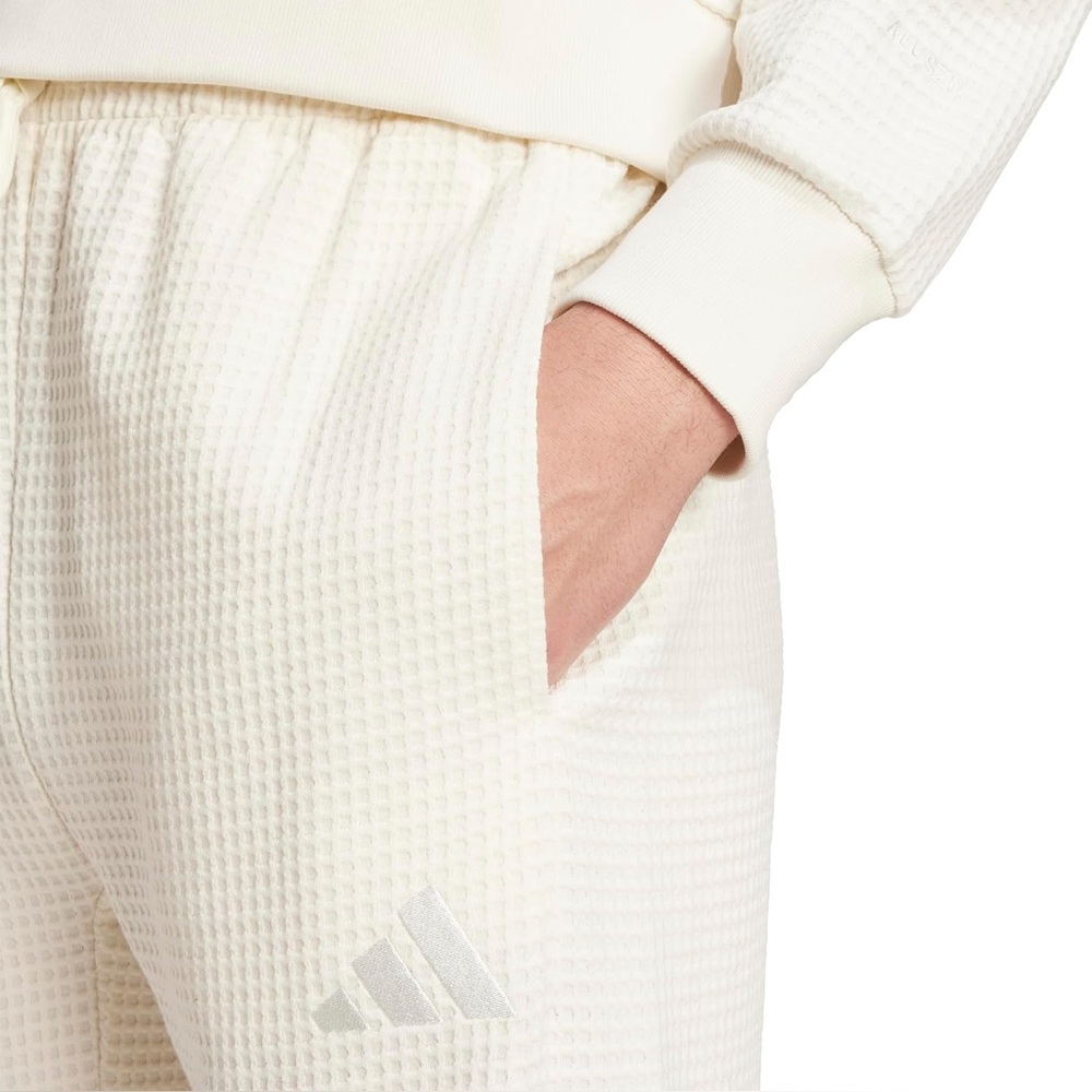 Adidas Men's ALL SZN Waffle Knit Sweatpants Off White Loose Fit Open Hem L New - Picture 4 of 8